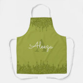 オリーブグリーングリッタードリップ エプロン (正面)