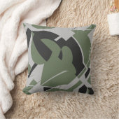 オリーブグリーングレーブラックはっきりした旋回抽象芸術 クッション (ブランケット)