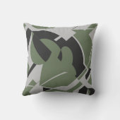 オリーブグリーングレーブラックはっきりした旋回抽象芸術 クッション (裏面)