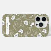 オリーブグリーンシンプルフローラの花モダン名 Case-Mate iPhoneケース (裏面 (横))