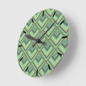オリーブグリーンストライプのスケールパターン ラウンド壁時計 (傾斜)