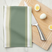 オリーブグリーンストライプ キッチンタオル (四つ折り)