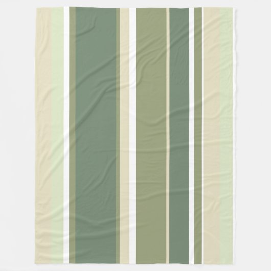 オリーブグリーンストライプ フリースブランケット (正面)