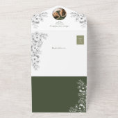 オリーブグリーンセージフローラ結婚写真 オールインワン招待状 (外側)