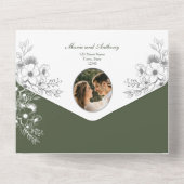 オリーブグリーンセージフローラ結婚写真 オールインワン招待状 (裏面)