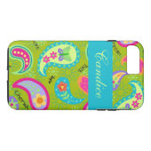 オリーブグリーンターコイズモダンペイズリー名 Case-Mate iPhoneケース (裏面(横))