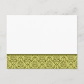 オリーブグリーンダマスクオンホワイト結婚式招待状 インビテーションポストカード (裏面)