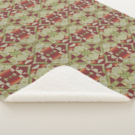 オリーブグリーンダークレッドオレンジオークレブラウントライバル シェルパブランケット