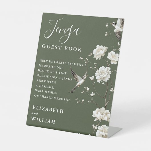 オリーブグリーンチノワセリージェンガゲストブック結婚ズ 台座サイン (正面)