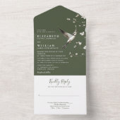 オリーブグリーンチノワセリーフローラ庭園の結婚式 オールインワン招待状 (内側)
