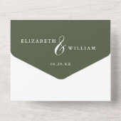 オリーブグリーンチノワセリーフローラ庭園の結婚式 オールインワン招待状 (裏面)