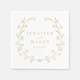 オリーブグリーンチューリップ結婚フローラ紙ナプキンス スタンダードカクテルナプキン