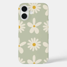 オリーブグリーンデイジーコテージコアフローラ iPhone 16ケース