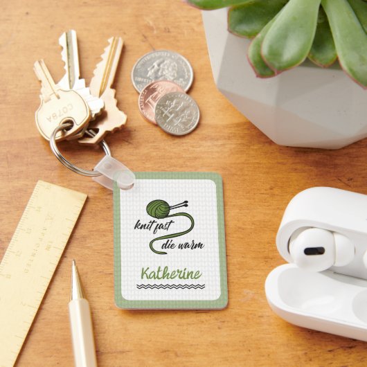 オリーブグリーンニット高速、暖かく死ぬ キーホルダー (デスク)