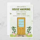 オリーブグリーンハウスウォーミング招待状カードセット 招待状 (正面/裏面)