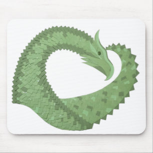 オリーブグリーンハートドラゴンの白 マウスパッド
