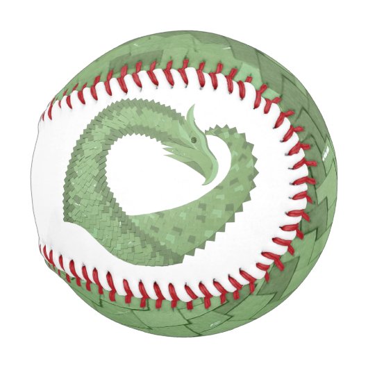 オリーブグリーンハートドラゴンの白 野球ボール (正面右)