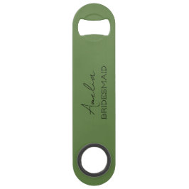 オリーブグリーンパーソナライズされたブライドメイドボトルオープナー スピード栓抜き