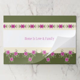 オリーブグリーンピンクアンドクリーム紙ランチョンマット ペーパーパッド