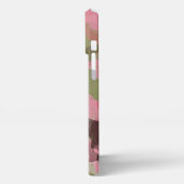 オリーブグリーンピンクカーキブラウン迷彩柄アートパターン iPhoneケース (左側面)