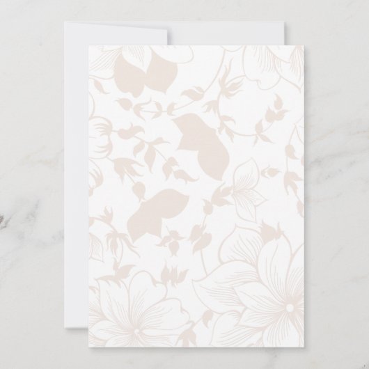 オリーブグリーンピンクマグノリアスフローラ結婚式の招待 招待状 (裏面)