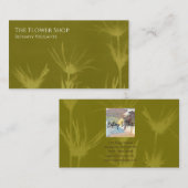 オリーブグリーンフラワー名刺 名刺 (正面/裏面)