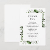 オリーブグリーンフローラお祝いの生活葬儀 サンキューカード (正面/裏面)