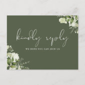 オリーブグリーンフローラルソングリクエスト返信はがき インビテーションポストカード (正面)