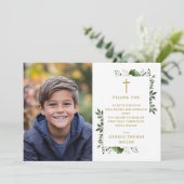 オリーブグリーンフローラ写真第1聖餐式 サンキューカード (スタンド正面)