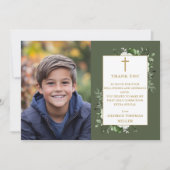 オリーブグリーンフローラ写真第1聖餐式 サンキューカード (正面)