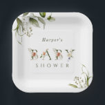 オリーブグリーンフローラ植物文字ベビーシャワー ペーパープレート<br><div class="desc">この赤ちゃんシャワーナプキン飾は、アルファベット文字と、水色の花と葉赤面のピンク、赤、白、テラコッタと緑のを備えた花束を備えている。このデザインの詳細なカスタマイズについてクリックは、上の青いデザインツールボタンをクリックして下さい。一致するアイテムも利用可能である。</div>