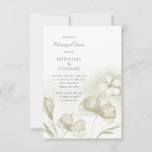 オリーブグリーンフローラ水色リハーサルディナー 招待状 (正面)