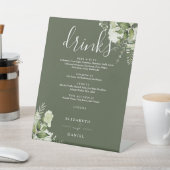 オリーブグリーンフローラ結婚グリーンの飲み物メニュー 台座サイン (インサイチュ)