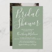 オリーブグリーンブライダルシャワーフォト招待状 招待状 (正面/裏面)