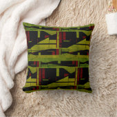 オリーブグリーンブラックレッド抽象芸術大モザイクモチーフ クッション (ブランケット)