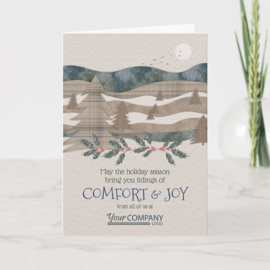 オリーブグリーンブルー自然会社ホリデーカード カード (正面)