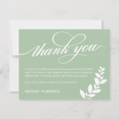 オリーブグリーンホワイトグリーン悔やみや弔慰ありがとう サンキューカード (正面)
