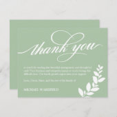 オリーブグリーンホワイトグリーン悔やみや弔慰ありがとう サンキューカード (正面/裏面)