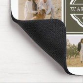 オリーブグリーンホワイトモノグラム&年間フォトコラージュ マウスパッド (コーナー)