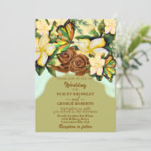 オリーブグリーンボホワイルドフラワーボタニカルフローラ 招待状 (スタンド正面)