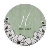 オリーブグリーンマグノリアフラワーカスタム カッティングボード (正面)