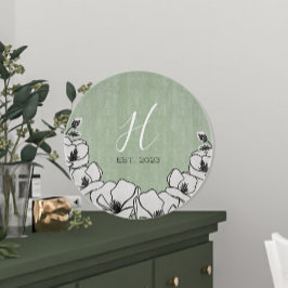 オリーブグリーンマグノリアフラワーカスタム カッティングボード