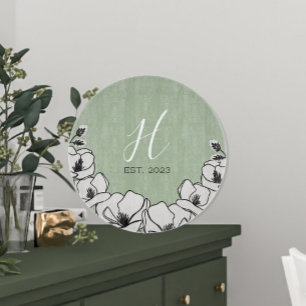 オリーブグリーンマグノリアフラワーカスタム カッティングボード