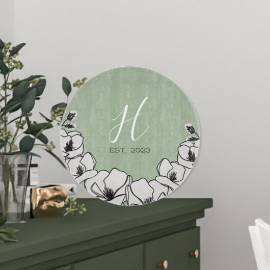 オリーブグリーンマグノリアフラワーカスタム カッティングボード