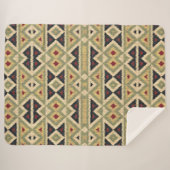 オリーブグリーンマスタードオークレイエロートライバルイカットアート シェルパブランケット (正面(横))