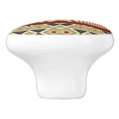 オリーブグリーンマスタードオークレイエロートライバルイカットアート セラミックノブ (側面)