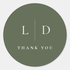 オリーブグリーンミニマリストモノグラム結婚式の引き出物 ラウンドシール