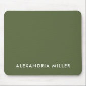 オリーブグリーンミニマリストモノグラム マウスパッド (正面)
