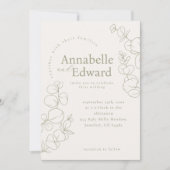 オリーブグリーンミニマリスト結婚植物体 招待状 (正面)