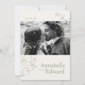 オリーブグリーンミニマリスト結婚植物体 招待状 (裏面)